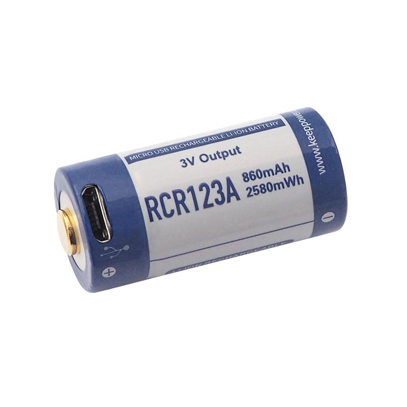Keeppower 3V RCR123A Li-Ion Akku 860mAh micro-USB Lithium Akku