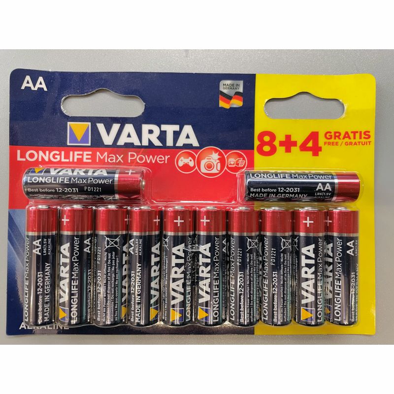 12x Varta Longlife Max Power AA Alkaline Batterie Alkaline Batterie