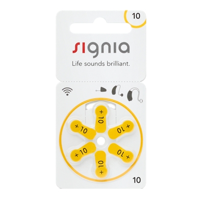 6x Signia 10 (gelb) Hörgerätebatterien Zink Luft Knopfzelle