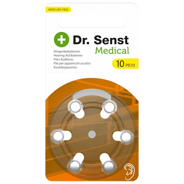 6x Dr. Senst 10 (gelb) Hörgerätebatterien Zink Luft Knopfzelle