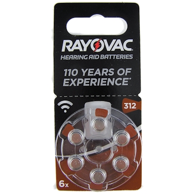 6x Rayovac Acoustic Special 312 (braun) Hörgerätebatterien Zink Luft Knopfzelle