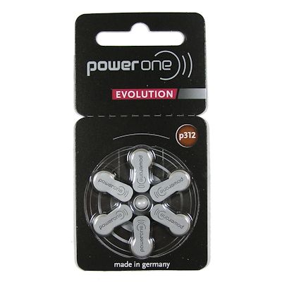 6x Power one EVOLUTION 312 (braun) Hörgerätebatterien Zink Luft Knopfzelle