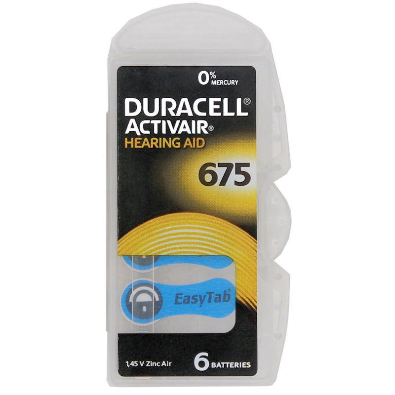 6x Duracell Activair 675 (blau) Hörgerätebatterien Zink Luft Knopfzelle
