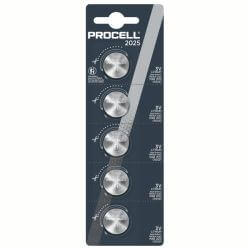 5x Procell CR2025 3V Lithium Knopfzelle 3 Volt