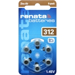 6x Renata 312 (braun) Hörgerätebatterien 1.45 Volt