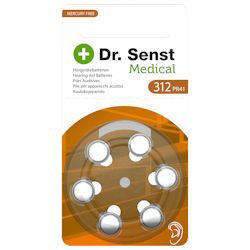6x Dr. Senst 312 (braun) Hörgerätebatterien 1.45 Volt